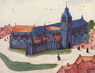 de in 1723 afgebroken collegiale kerk Saint-Am in Douai