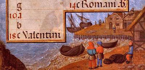 haventje aan de Noordzee. Kalender-miniatuur. Simon Bening. ca 1530 (Mnchen, Bayerische Staatsbibliothek)