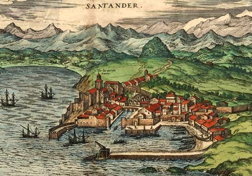 de haven van het N.-Spaanse Santander, aan de kust van Cantabri. Joris Hoefnagel, 1590