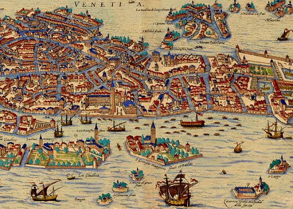 De haven van Veneti. Kaart van Braun & Hogenberg, 1572.
