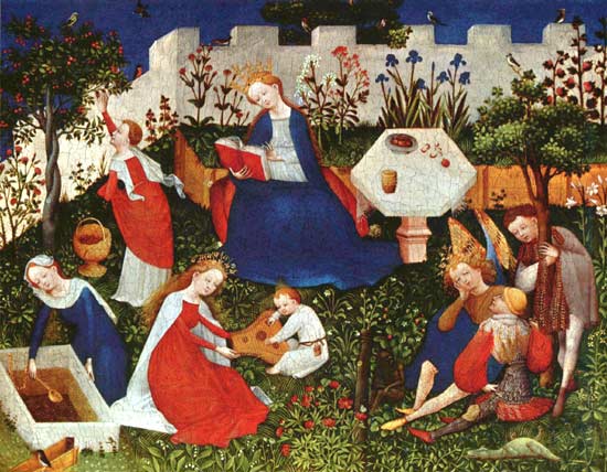 Paradijstuintje. Onbekende schilder, 1410. (Frankfurt, Coll. Stdel)