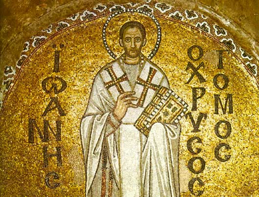 De H. Johannes Chrysostomos van Antiochi. Mozaek, 11de eeuw. Istanboel, Hagia Sofia.