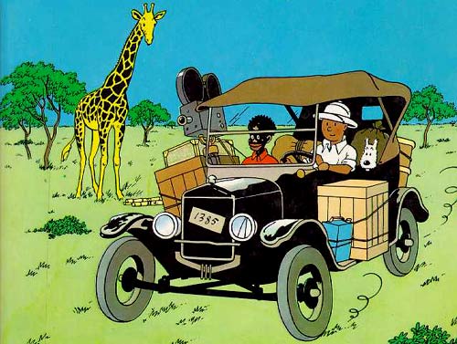 kaftafbeelding van Herg's stripverhaal 'Kuifje in Kongo'