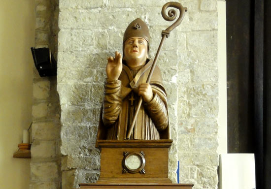 St.-Acharius. Reliekbeeld in de kerk van Haspres (Noord-Frankrijk)