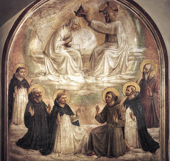 Kroning van de H. Maagd. Fra Angelico. Fresco, 1440. (Veneti, Convento di San Marco)