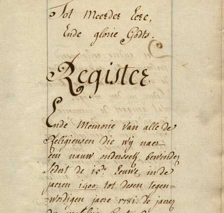 Register van alle de Religieusen (1781)