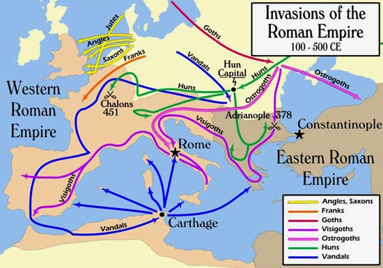 de Grote Volksverhuizing die leidde tot de val van het West-Romeinse Rijk