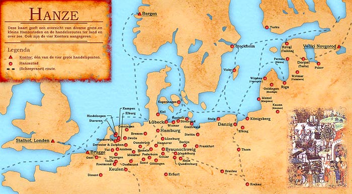 netwerk van middeleeuwse Hanze-steden aan de Noordzee en Oostzee