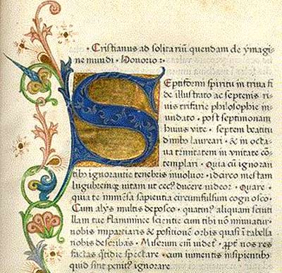 perkament pagina (1472) uit Imago Mundi van H. van Autun