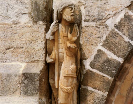 oudst bekende voorstelling van St. Jakob als pelgrim. 11de eeuw. Tera (Sp.), Santa Mariakerk