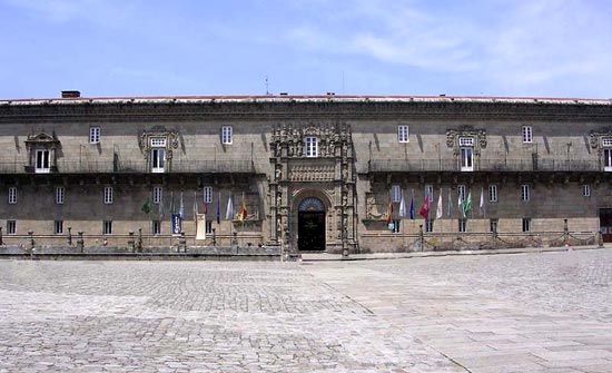 het Hostal de los Reyes Catolicos op de Plaza del Obradirio