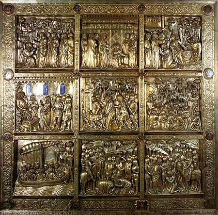 levenscyclus van Jacobus. Zilveren antependium, 1367-71. Pistoia, San Zeno kathedraal, altaar