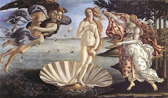 de geboorte van Venus. S. Botticelli, 1485. Firenze, Uffizi