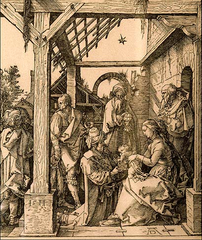 de aanbidding der Koningen. Ets van Albrecht Dürer (1471 – 1528)