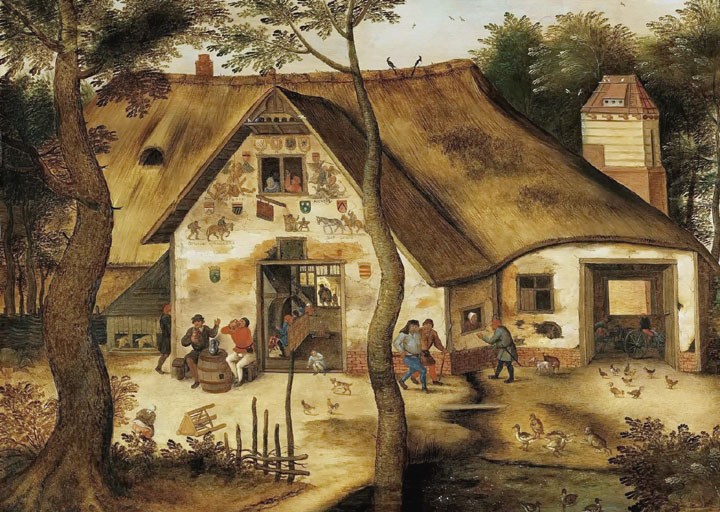 Even wegdromen bij dit schilderij De St.-Michael herberg van P. Brueghel de Jonge (1564-1638).
