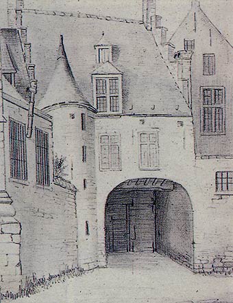 Tekening van het St.-Jansgasthuis. Th. Jambers, begin 19de eeuw