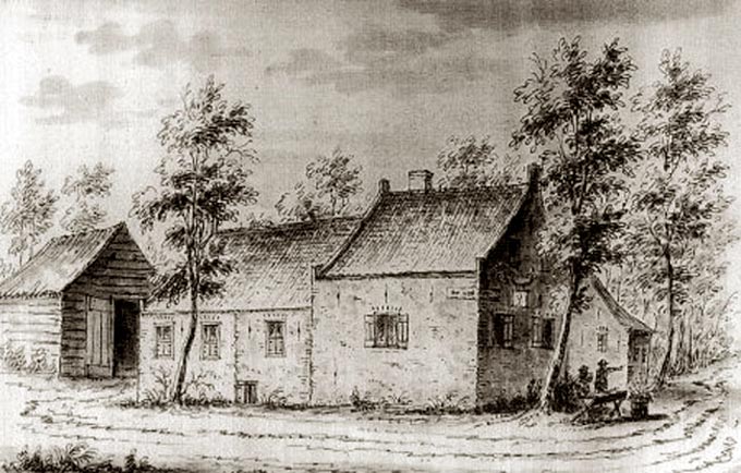 Herberg De Lindenboom in Cattenbroek (Linschoten NL). Tekening, 1729.