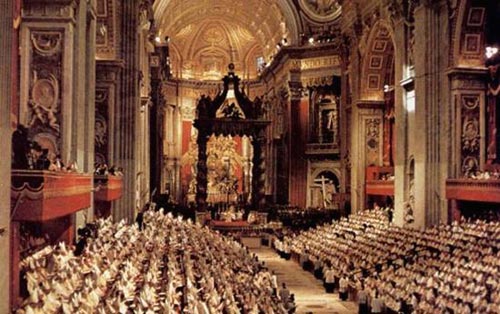 een algemene sessie van het Tweede Vaticaans Concilie (1962-65)