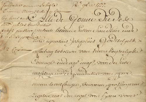 notariële akte van de fondatie voor de zondagsschool in Moorslede (18 september 1777)