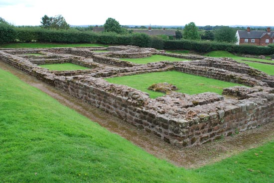 Ruïnes van een Romeinse mansio in het Engelse Wall (Staffordshire).