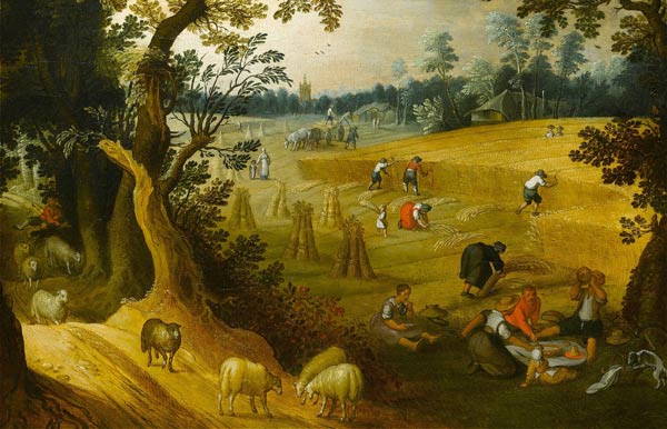 De oogst in de zomer. Abel Grimmer, begin 16de eeuw (Privé-collectie).