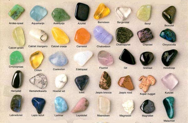 Enkele van de honderden gekende (edel)stenen en mineralen