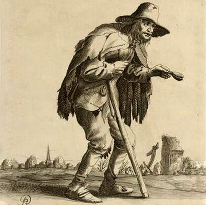 Bedelaar. Pieter Quast, pentekening, 1638 (Rotterdam, Museum Boijmans Van Beuningen).