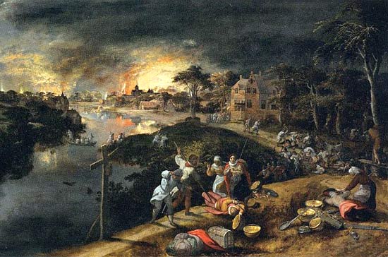 Oorlog en brand. Gillis Mostaert, 1569. Parijs, Louvre. 