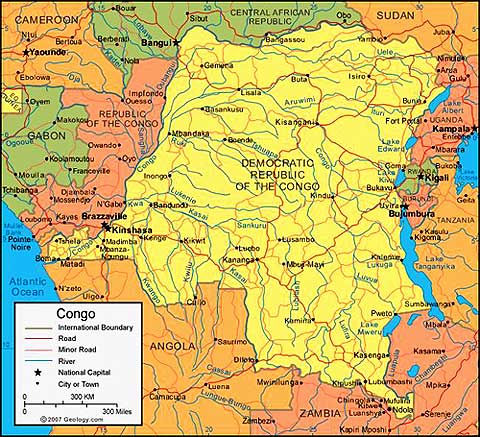 kaart van Congo nu