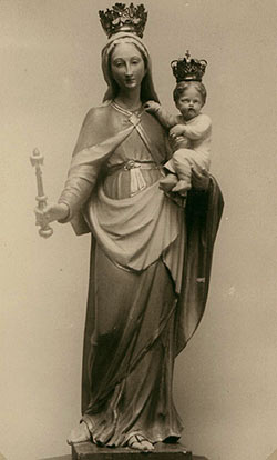 Madonna-beeld uit kapel 1845 (foto van beeld in 1947 in het filiaal van Mariakerke)