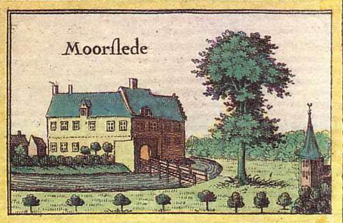 kasteel van de Heerlijkheid van de Heer van Moorslede (A. Sanderus, 1691)
