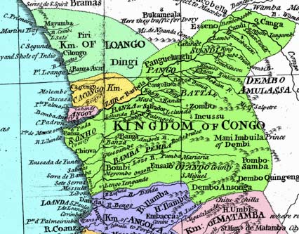 kaart van het koninkrijk Kongo