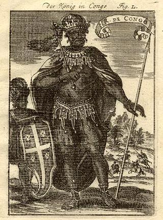 de Koning van Kongo (ets van Allain Manesson, 1685)