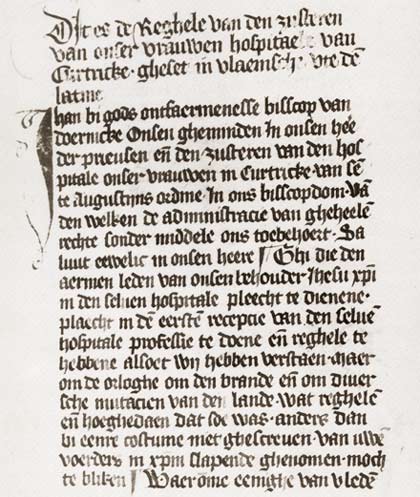Handschrift (1430) van de Regel van de hospitaalzusters.