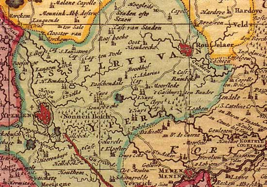 Het Gasthuis Ten Bunderen op een kaart van Nicolaes Visscher (1649-1702)
