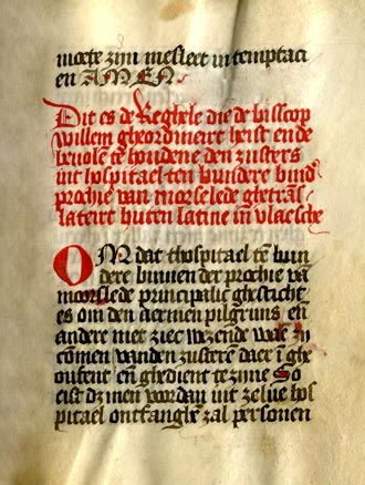 openingspagina van de Vlaamse vertaling van de kloosterstatuten uit 1473