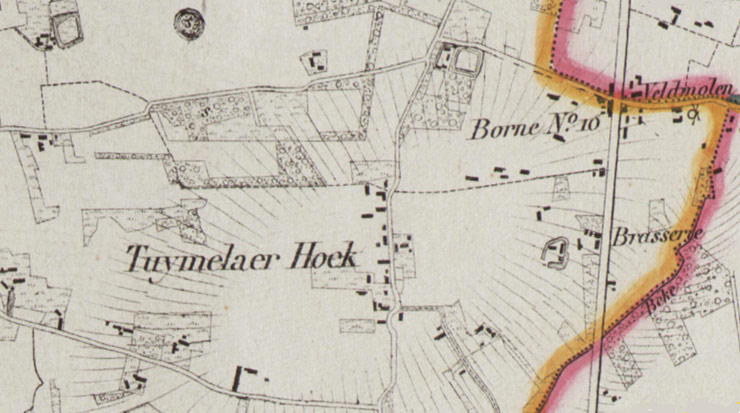 De Tuymelaer-Hoek op de kaart van Ph. Vandermaelen, 1846-1854.