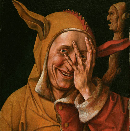 Lachende nar. ca. 1500. Cassel, Musée Départemental de Flandre.