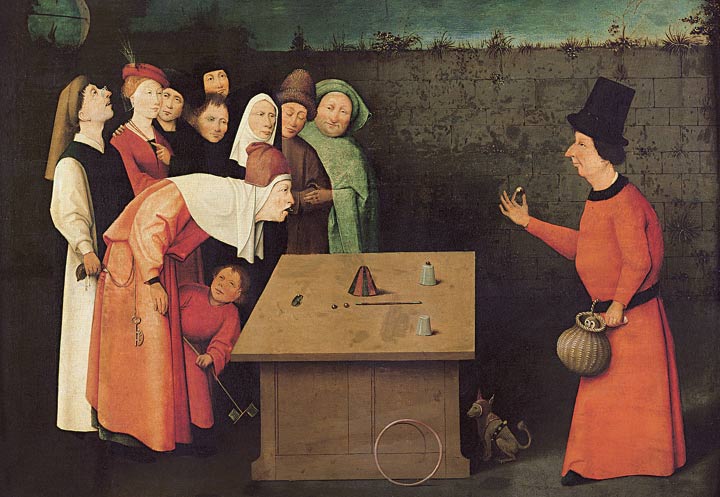 De goochelaar. Hieronymus Bosch, ca. 1480. Bron: Wikimedia